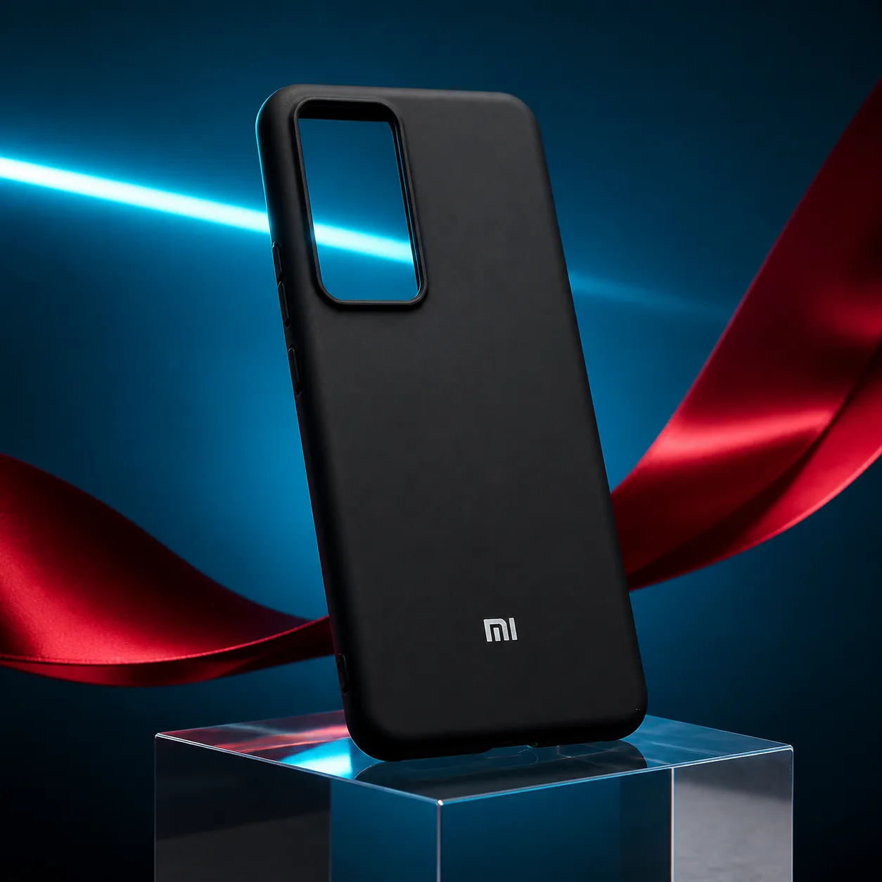 بررسی فرم کاور سیلیکونی Xiaomi 12T Pro کاور سیلیکونی مشکی Xiaomi 12T Pro با برش بزرگ دوربین و نشان mi