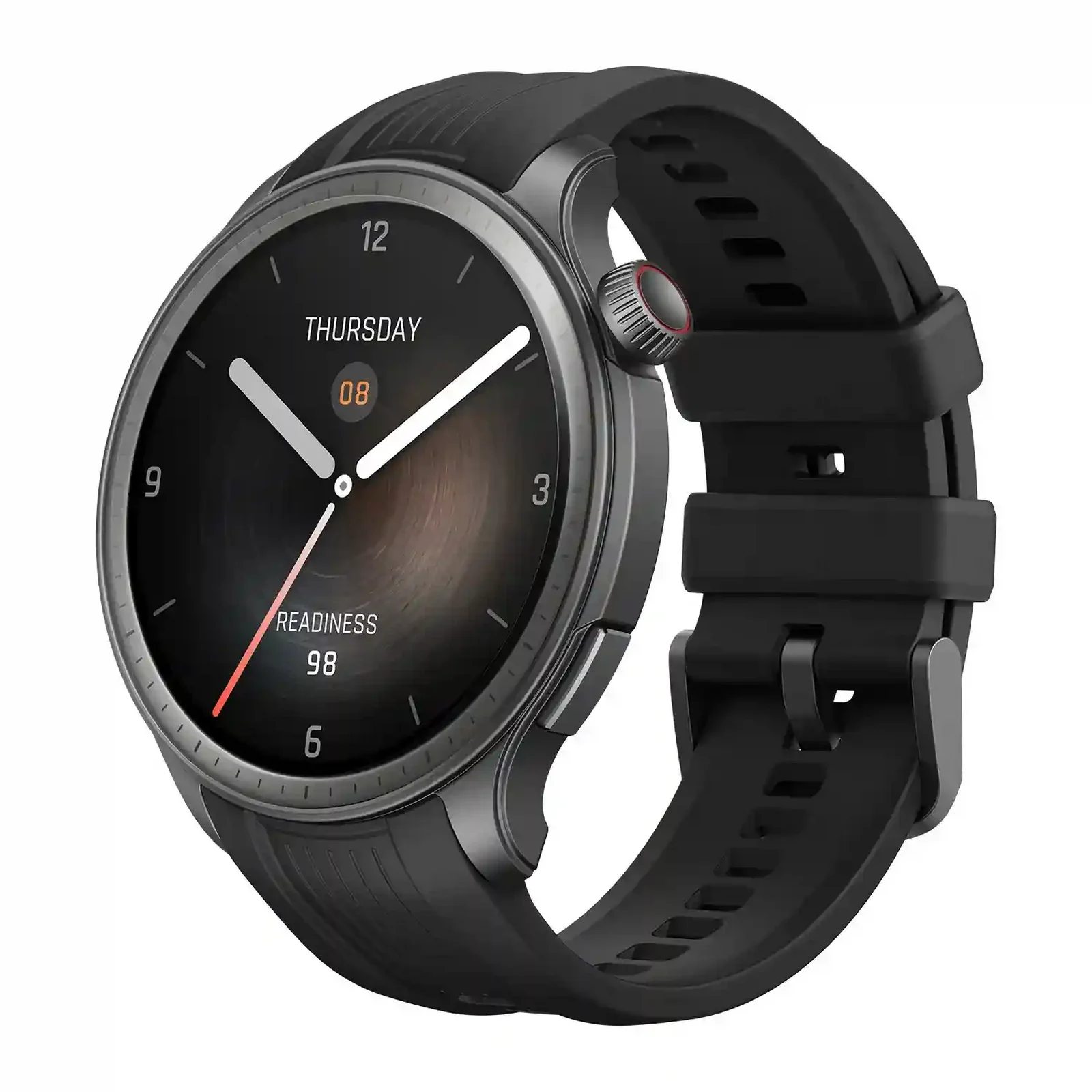 ساعت هوشمند Amazfit Balance مشکی با صفحه گرد و بند سیلیکونی