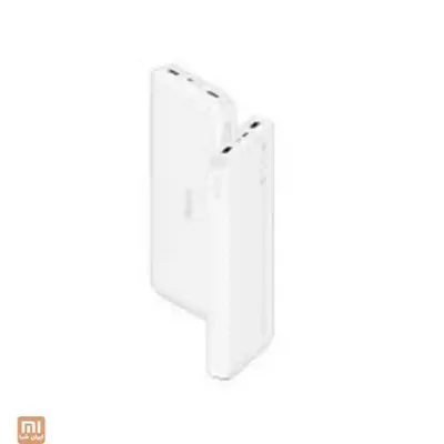 نمای جلو و پشت پاوربانک PB100LZM دو نمای مایل پاوربانک سفید شیائومی PB100LZM