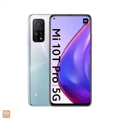 طراحی دوطرفه Xiaomi Mi 10T Pro 5G نقرهای نمای جلو و پشت گوشی نقرهای شیائومی Mi 10T Pro 5G