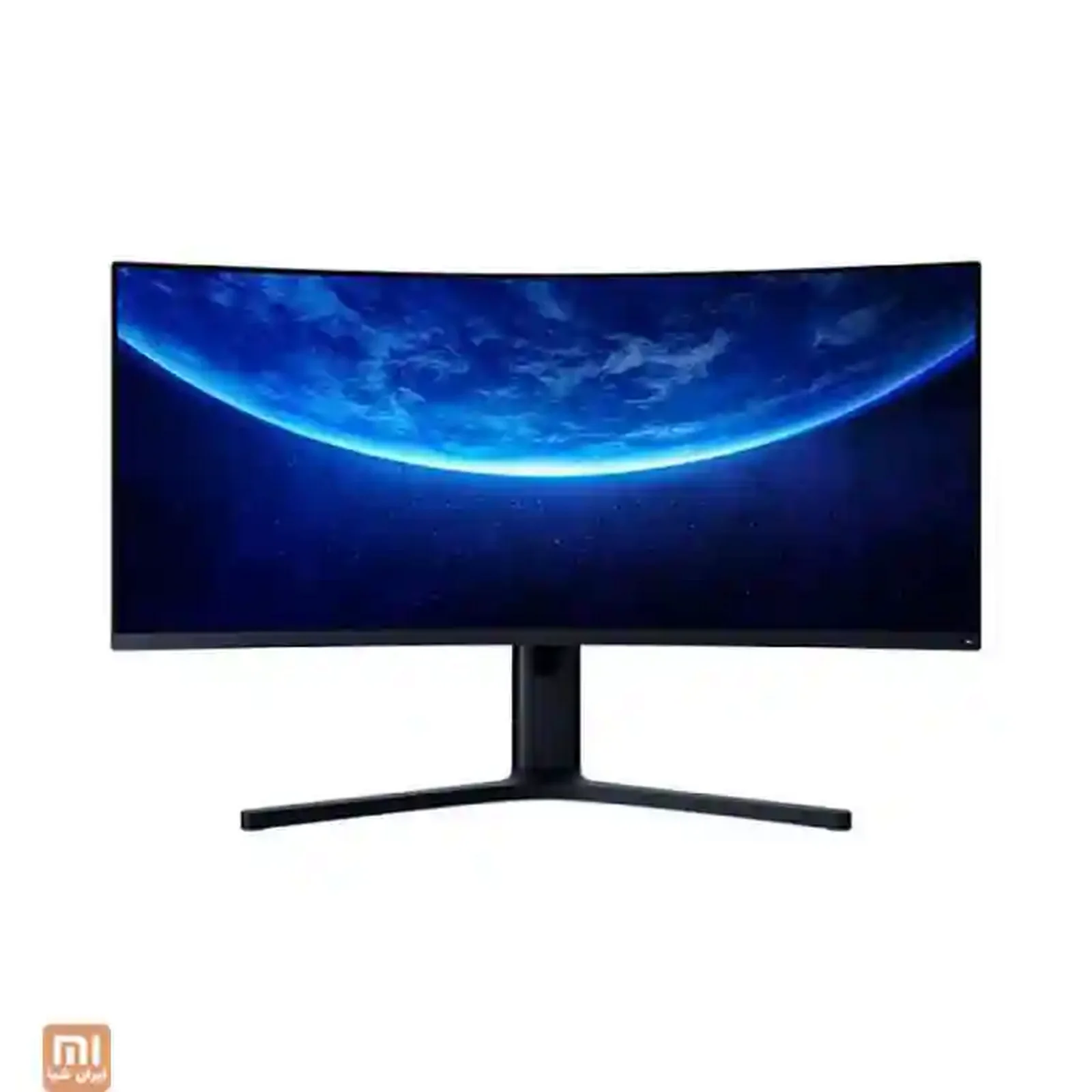 نمای روبهروی مانیتور Xiaomi Mi Curved Gaming 34 مانیتور گیمینگ خمیده شیائومی ۳۴ اینچ با پایه V شکل مشکی