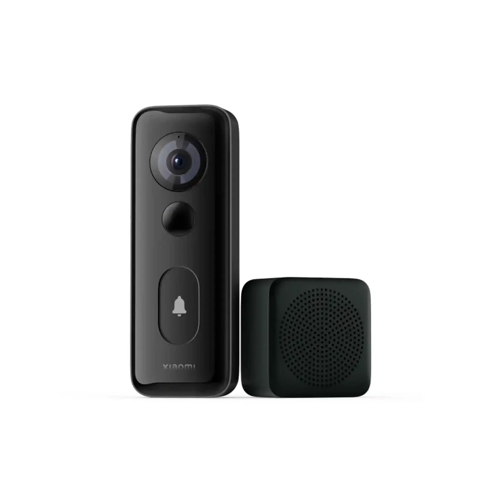 نمای اصلی زنگ درب Xiaomi Doorbell 3S و گیرنده داخلی زنگ درب هوشمند شیائومی Doorbell 3S همراه گیرنده زنگ مشکی