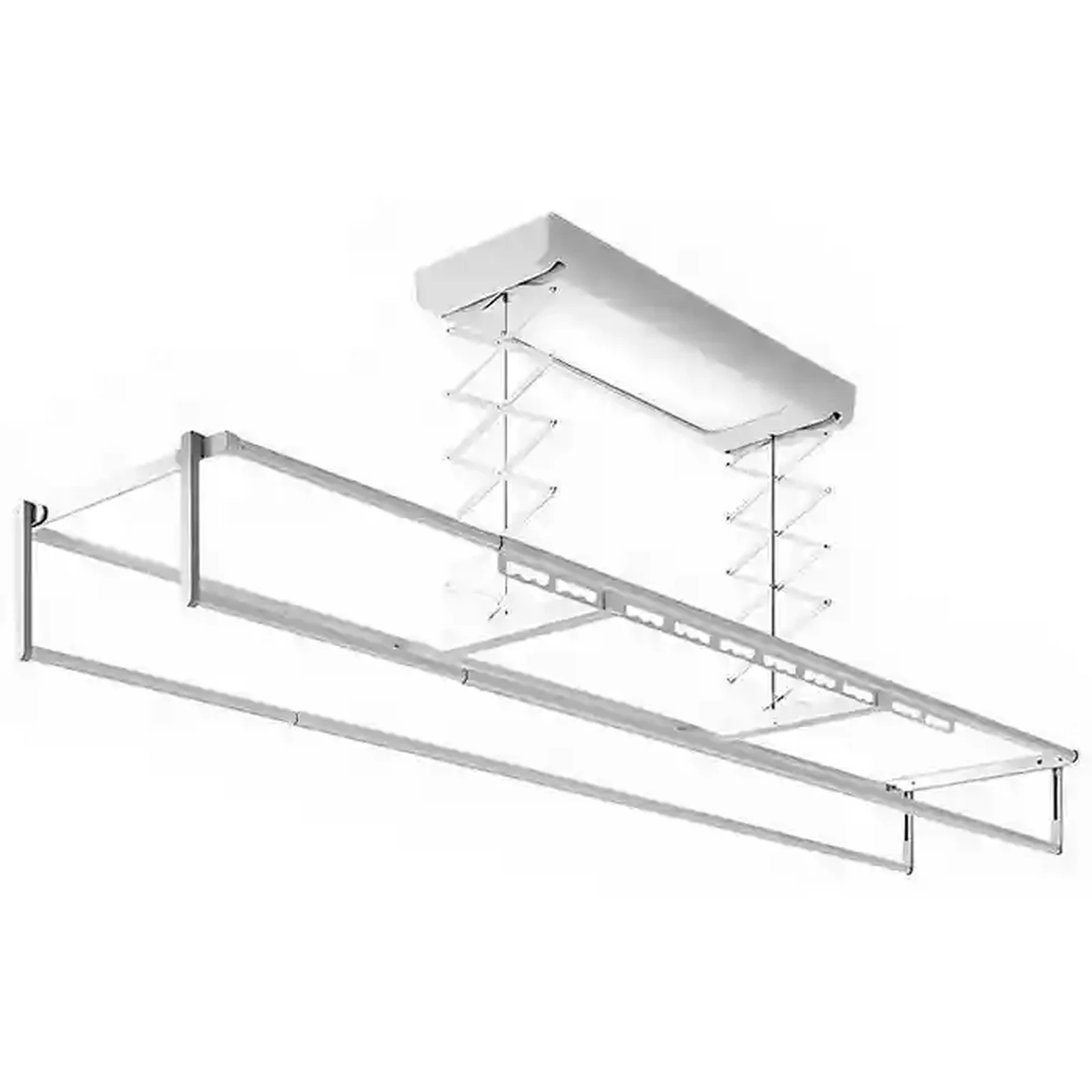 رخت آویز سقفی Mijia Smart Laundry Rack 1C در حالت باز نمای کامل رخت آویز هوشمند شیائومی Mijia Smart Laundry Rack 1C با میلههای تلسکوپی باز