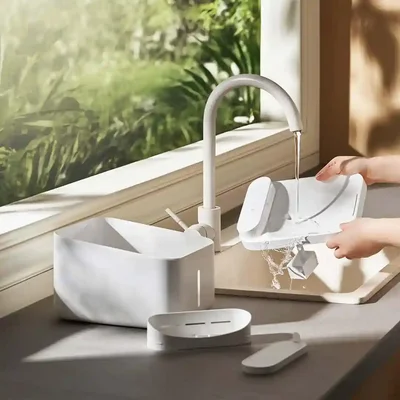 نظافت مخزن و سینی آبخوری حیوانات شیائومی شستوشوی قطعات آبخوری Xiaomi Smart Pet Fountain 2 زیر شیر آب