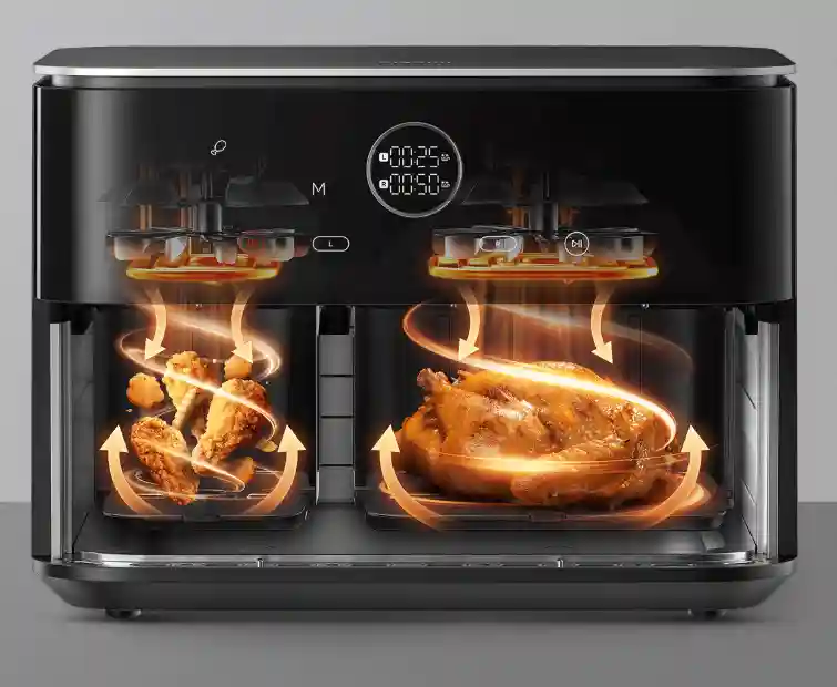 هواپز بدون روغن چند منظوره شیائومی مدل Xiaomi Dual Zone Air Fryer 10L MAF-D1001 - پخت همزمان 3 غذا - نمای 6