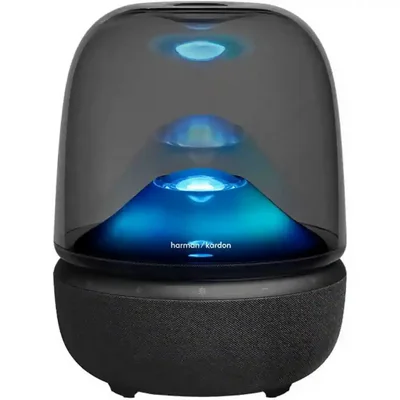 تصویر اصلی اسپیکر بلوتوثی هارمن کاردن مدل Harman Kardon Aura Studio 5 مشکی اسپیکر بلوتوثی هارمن کاردن مدل Harman Kardon Aura Studio 5 با نور آبی زیر گنبد