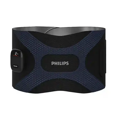 نمای کامل ماساژور Philips PPM4331 ماساژور کمر و شکم مشکی فیلیپس PPM4331 با کمربند پهن و کنترلر دیجیتال