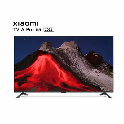 نمای کامل تلویزیون Xiaomi TV A Pro 65 2026 تلویزیون ۶۵ اینچ Xiaomi A Pro QLED 2026 با قاب باریک و دو پایه