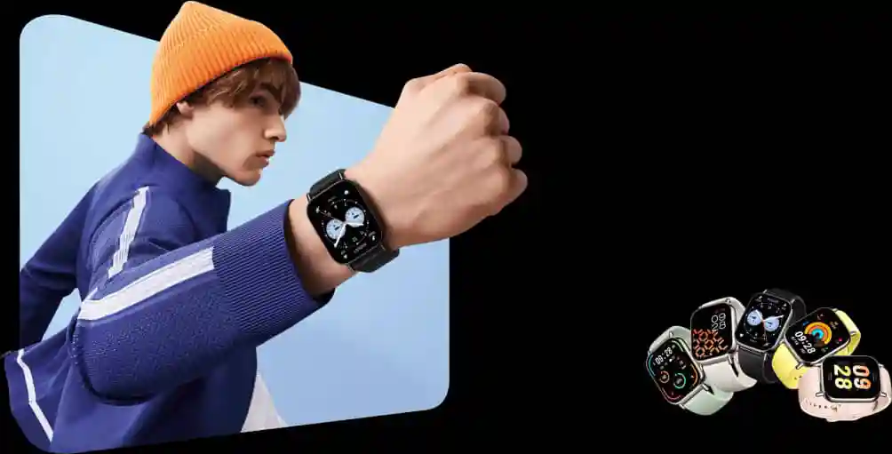 عکس معرفی ساعت مشکی روی مچ و رنگبندی بندهای Redmi Watch 5 Lite