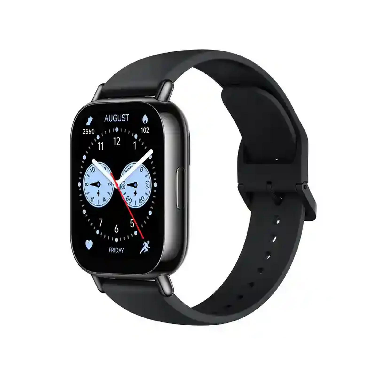نمای اصلی ردمی واچ 5 لایت مشکی با صفحه مستطیلی ساعت هوشمند Redmi Watch 5 Lite مشکی از نمای سهرخ