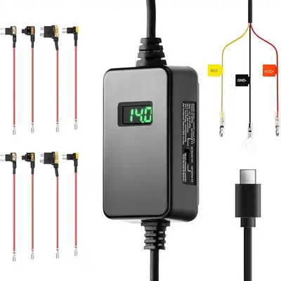کیت سخت افزاری دوربین خودرو 70mai UP06 با نمایشگر ولتاژ، کابل USB-C و سیم های ACC و برق و اتصال بدنه