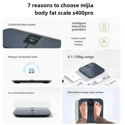 اینفوگرافیک هفت ویژگی ترازو هوشمند شیائومی S400 Pro و سطح ۳۰ در ۳۰ سانتی متر