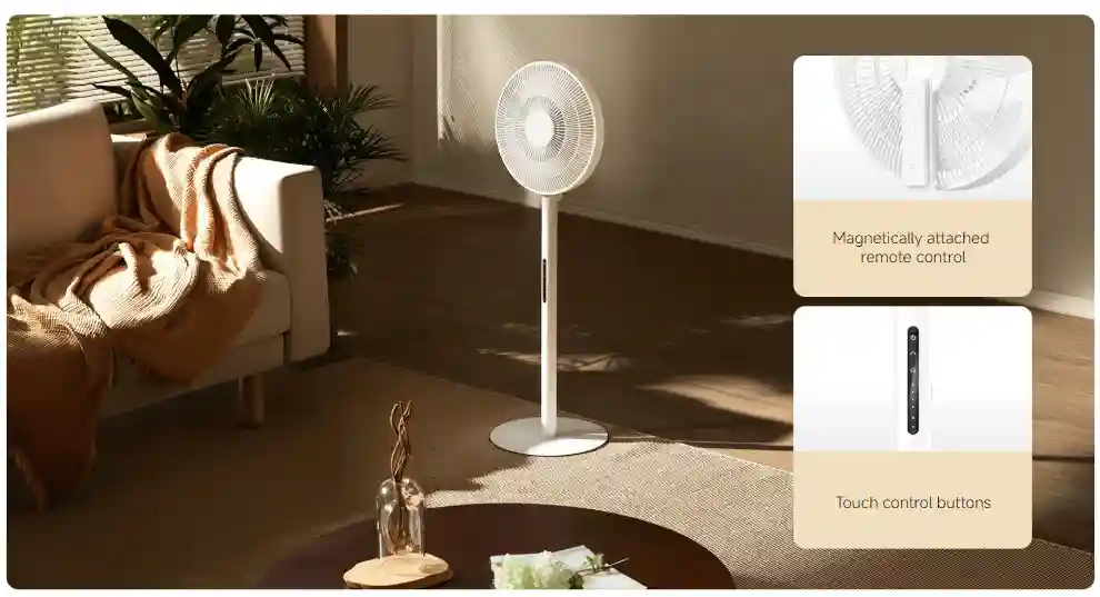 پنکه هوشمند شیائومی Mijia Smart Standing Fan Pro Slim BPLDS12DM (گلوبال) - ریموت بلوتوثی مغناطیسی: کنترل راحت و بدون محدودیت