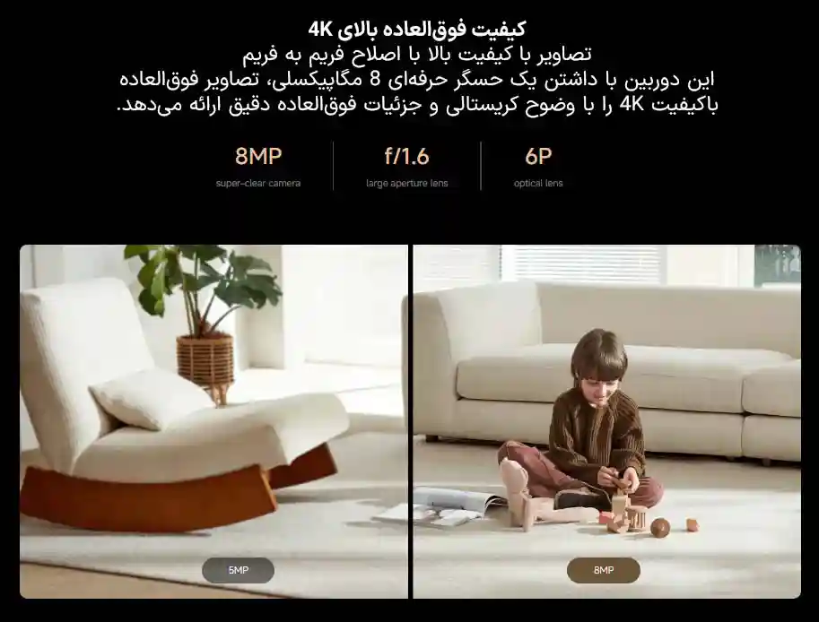 مقایسه جزئیات تصویر 4K دوربین Xiaomi C701