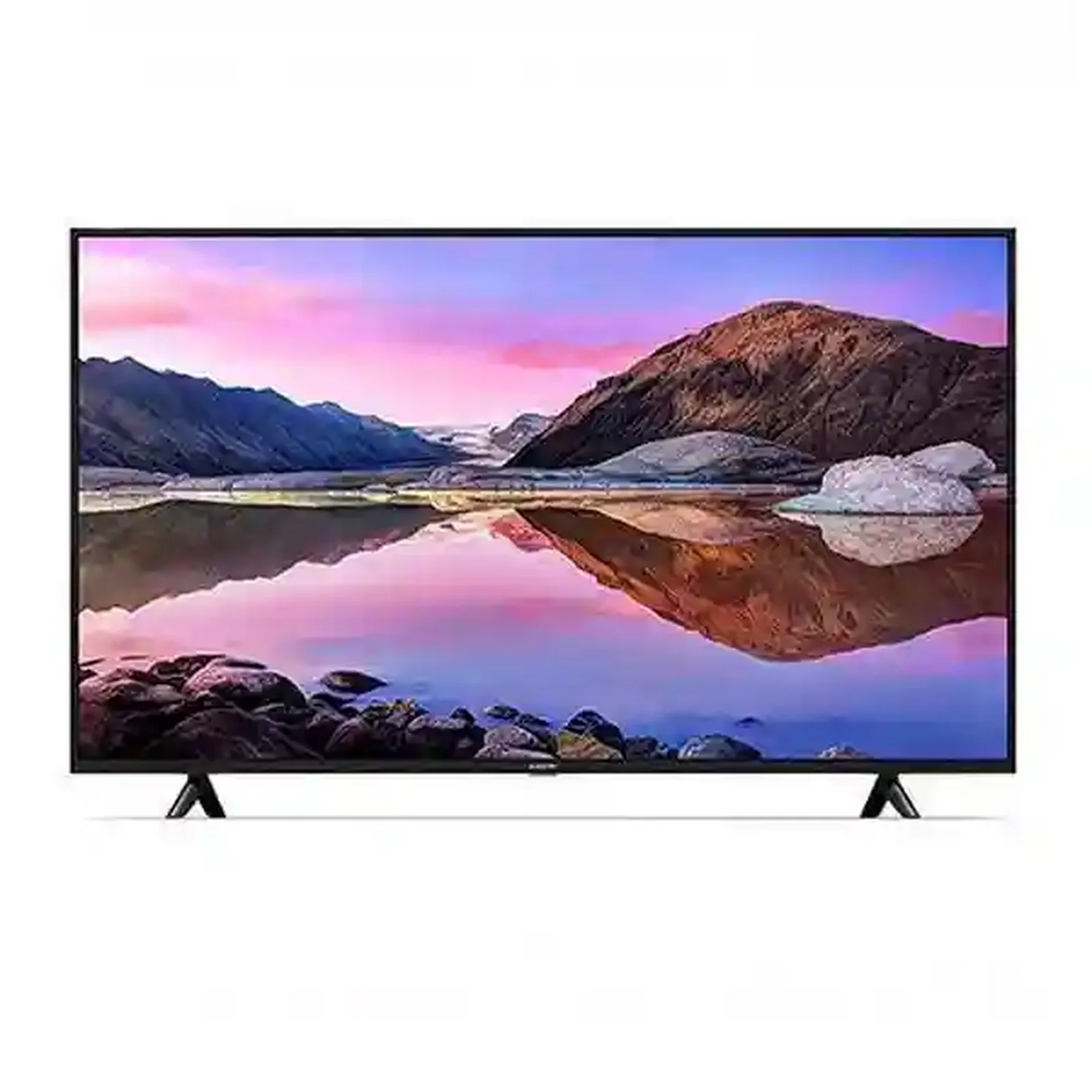 نمای روبهروی تلویزیون Xiaomi P1E 65 اینچ تلویزیون هوشمند شیائومی P1E سایز 65 اینچ با تصویر دریاچه کوهستانی