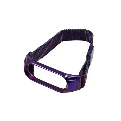 بند حصیری مگنتی Mi Band 4 بنفش نمای حلقه بسته بند فلزی مگنتی Mi Band 4 در رنگ بنفش