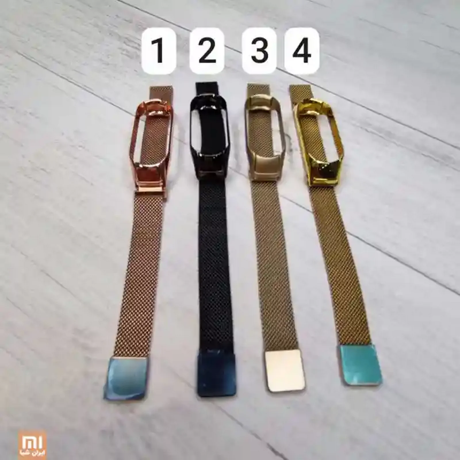 چهار رنگ بند فلزی Mi Band 6 شیائومی رزگلد مشکی شامپاینی و طلایی