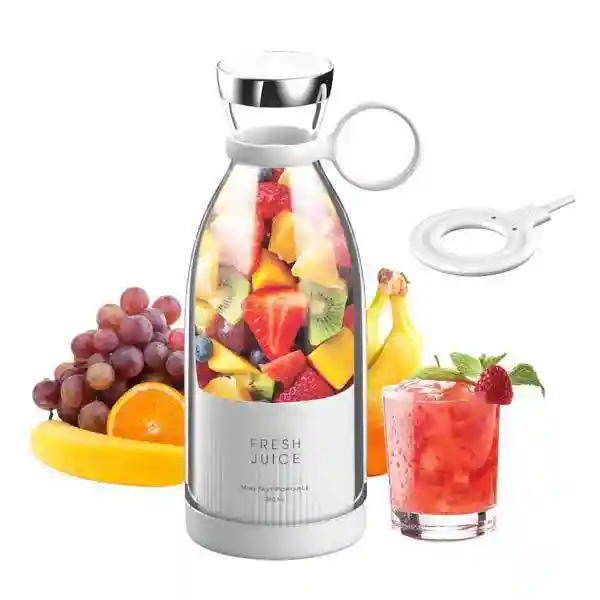 مخلوط‌کن قابل حمل Fresh Juice سفید همراه میوه، نوشیدنی و پایه شارژ مگنتی