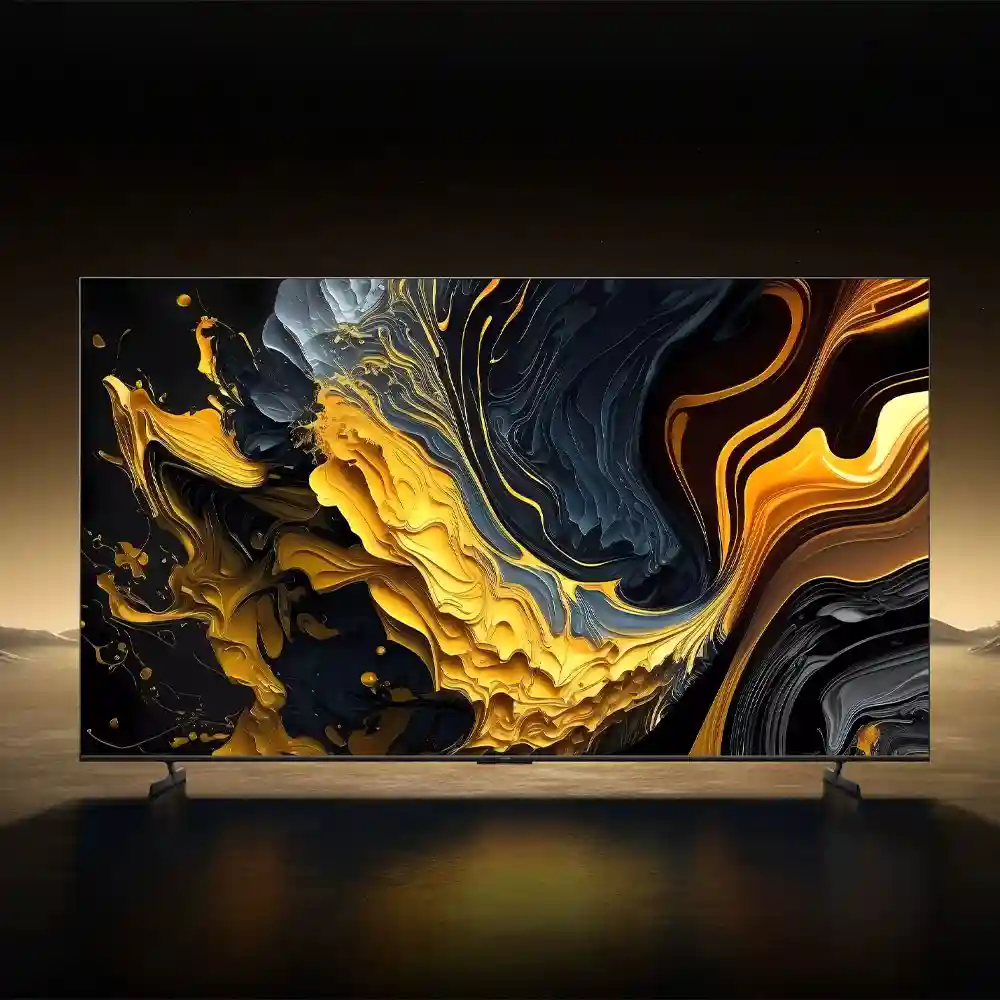 تلویزیون Xiaomi TV Max 85 2025 روی میز در فضای داخلی